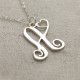 Custom One Initial With Heart Monogram Necklace Solid 18ct White Gold