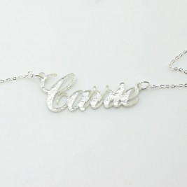 Carrie Silver Glitter Acrylic Name Necklack