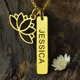 Yoga Lotus Flower Bar Necklace 18ct Gold plated