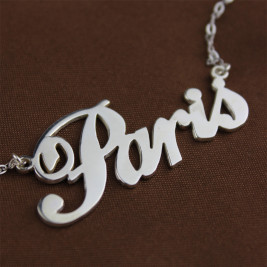 Paris Hilton Style Name Necklace 18ct Solid White Gold Plated
