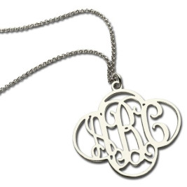 Personalised Cut Out Clover Monogram Necklace Sterling Silver