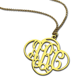 Personalised Cut Out Clover Monogram Necklace 18ct Gold Plated