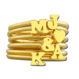 Stackable Initial Ring 18ct Gold Plated