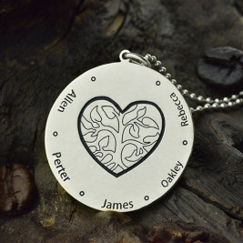 Family Tree Jewellery Necklace Engraved Names