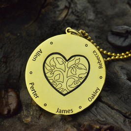 Heart Family Tree Necklace in 18ct Gold Plating