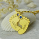 Birthstone Baby Feet Charm Pendant 18ct Gold Plated