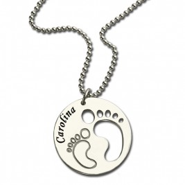 Baby Footprint Name Pendant Sterling Silver