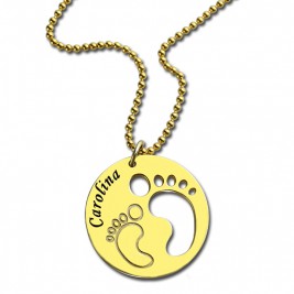 Cut Out Baby Footprint Pendant 18ct Gold Plated
