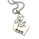 Personalised Mother Child Necklace with Birthstone Silver