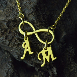 Infinity Pendant Double Initial 18ct Gold Plated