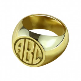 Customised Signet Ring with Block Monogram 18ct Gold Plated