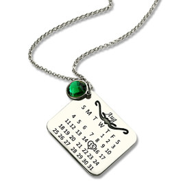 Birthstone Birthday Calendar Necklace Gifts Sterling Silver