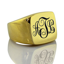 Custom 18ct Gold Plated Monogram Signet Ring