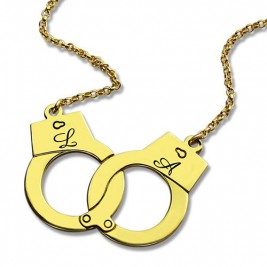 Personalised Handcuff Necklace 18ct Gold Plated