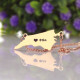 Personalised NC State USA Map Necklace With Heart  Name Rose Gold