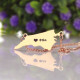 Personalised NC State USA Map Necklace With Heart  Name Rose Gold