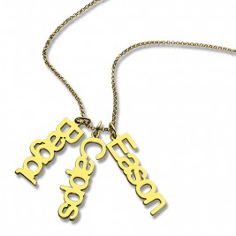 Customised Vertical Multiable Names Necklace 18ct Gold Plated