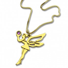 Fairy Birthstone Necklace for Girlfriend 18ct Gold Plated Silver 925
