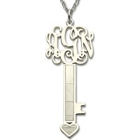 Personalised Key Necklace Sterling Silver with Monogram