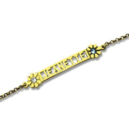 Personalised Birthstone Name Bracelet for Her 18ct Gold Plated