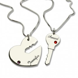 Key to My Heart Name Pendant Set For Couple