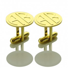 Cufflinks for Men with Block Monogram 18ct Gold Plated