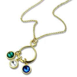 Personalised Family Infinity Necklace with Birthstones 18ct Gold Plate