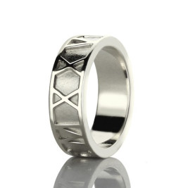 Personalised Roman Numerals Band Ring Sterling Silver