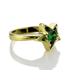 Personalised Star Ring with Birthstone Gold Plated Silver