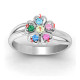 Promise Flower Ring Engraved Name  Birthstone Sterling Silver