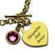 Engravable Birthstone Bracelet with Heart  Name Charm 18ct Gold Plate