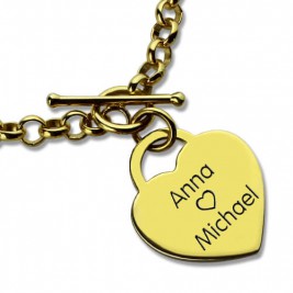 Personalised Heart Name Bracelets 18ct Gold Plated