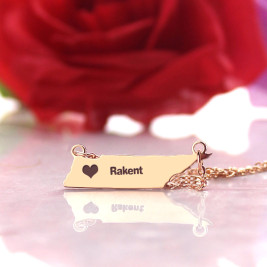 Custom Tennessee State Shaped Necklaces With Heart  Name Rose Gold