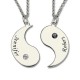 Gifts for Him  Her - Yin Yang Necklace Set with Name  Birthstone