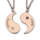 Yin Yang 2 names Necklace with Birthstone Rose Gold