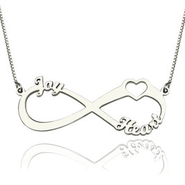 Heart Infinity Necklace 1-3 Names Sterling Silver