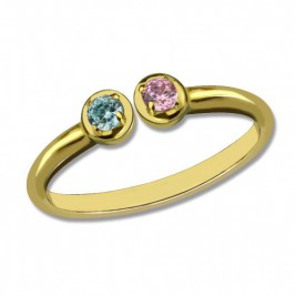 Dual Birthstone Ring 18ct Gold Plated