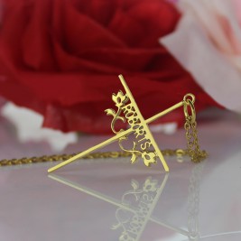 Gold Plated 952 Silver Cross Name Necklaces with Rose