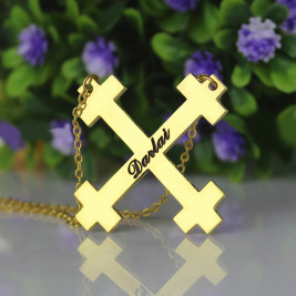 Gold Plated Silver Julian Cross Name Necklaces Troubadour Cross