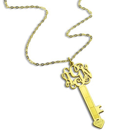 18ct Gold Plated Key Monogram Initial Necklace