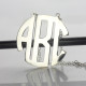 Solid White Gold 18ct Initial Block Monogram Pendant Necklace