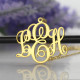 Personalised Vine Font Initial Monogram Necklace 18ct Gold Plated