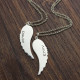 Custom Cute His and Her Angel Wings Necklaces Set Silver