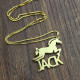 Kids Name Necklace with Horse 18ct Gold Plated