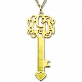 18ct Gold Plated Key Monogram Initial Necklace