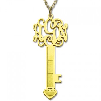 18ct Gold Plated Key Monogram Initial Necklace