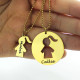 Mother and Child Necklace Set with Name 18ct Gold Plated