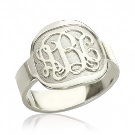Engraved Designs Monogram Ring Sterling Silver