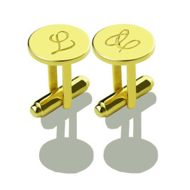 Custom Script Initial Cufflinks for Men 18ct Gold Plated