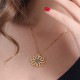 Personalised Double Flower Pendant with Birthstone 18ct Gold Plated Silver